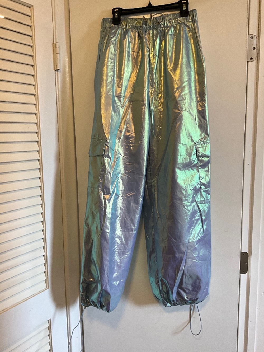 S Silver Parachute Pants